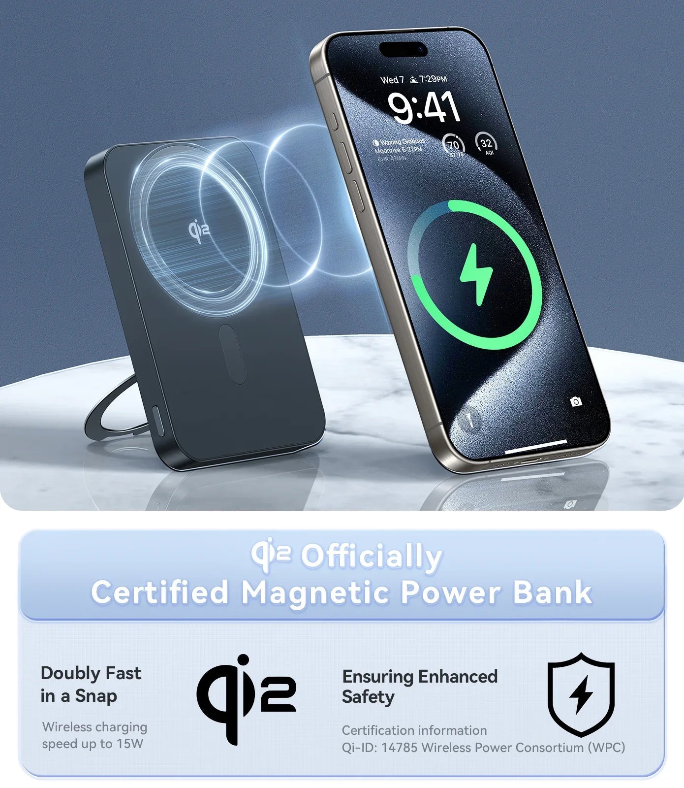 Qi2 10k mAh Ostand Wireless Power Bank with 360° Stand [Unavailable for Some Countries]
