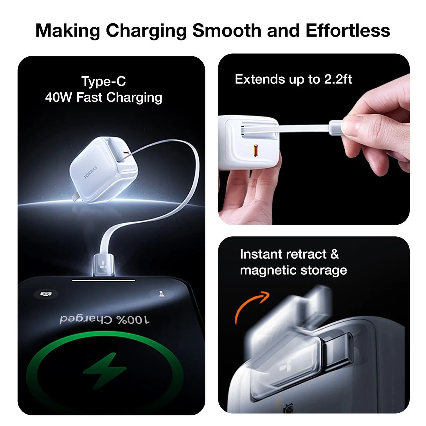 [US Only] FlexLine Retractable Fast Charger 40W
